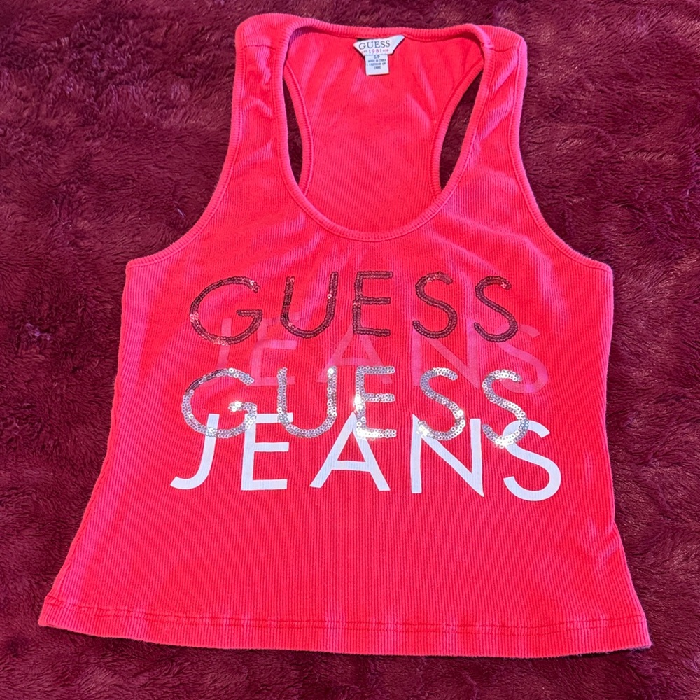 GUESS Red Crop Top with Logo - Picture 4 of 11